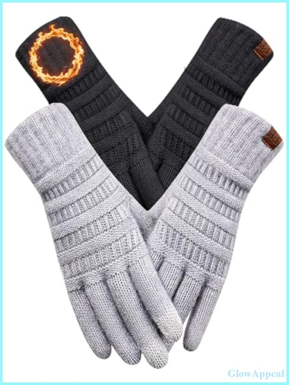 Women's Touchscreen Knit Gloves, Warm Thermal Winter Mittens, Soft Stretch One